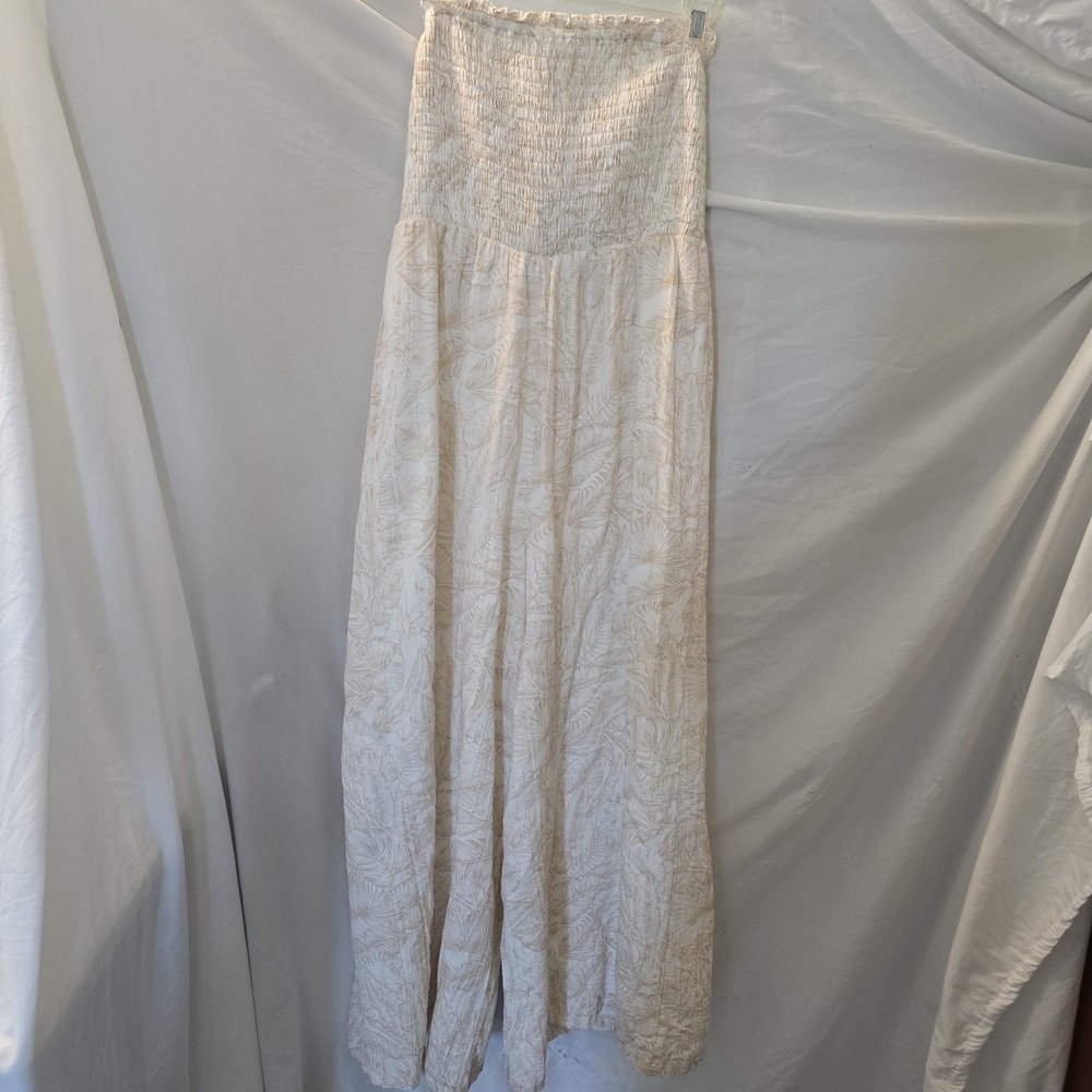American Eagle Jumpsuit Strapless/ Straps Smocked Bodice Palm Print Beachy NWT M - Picture 2 of 16